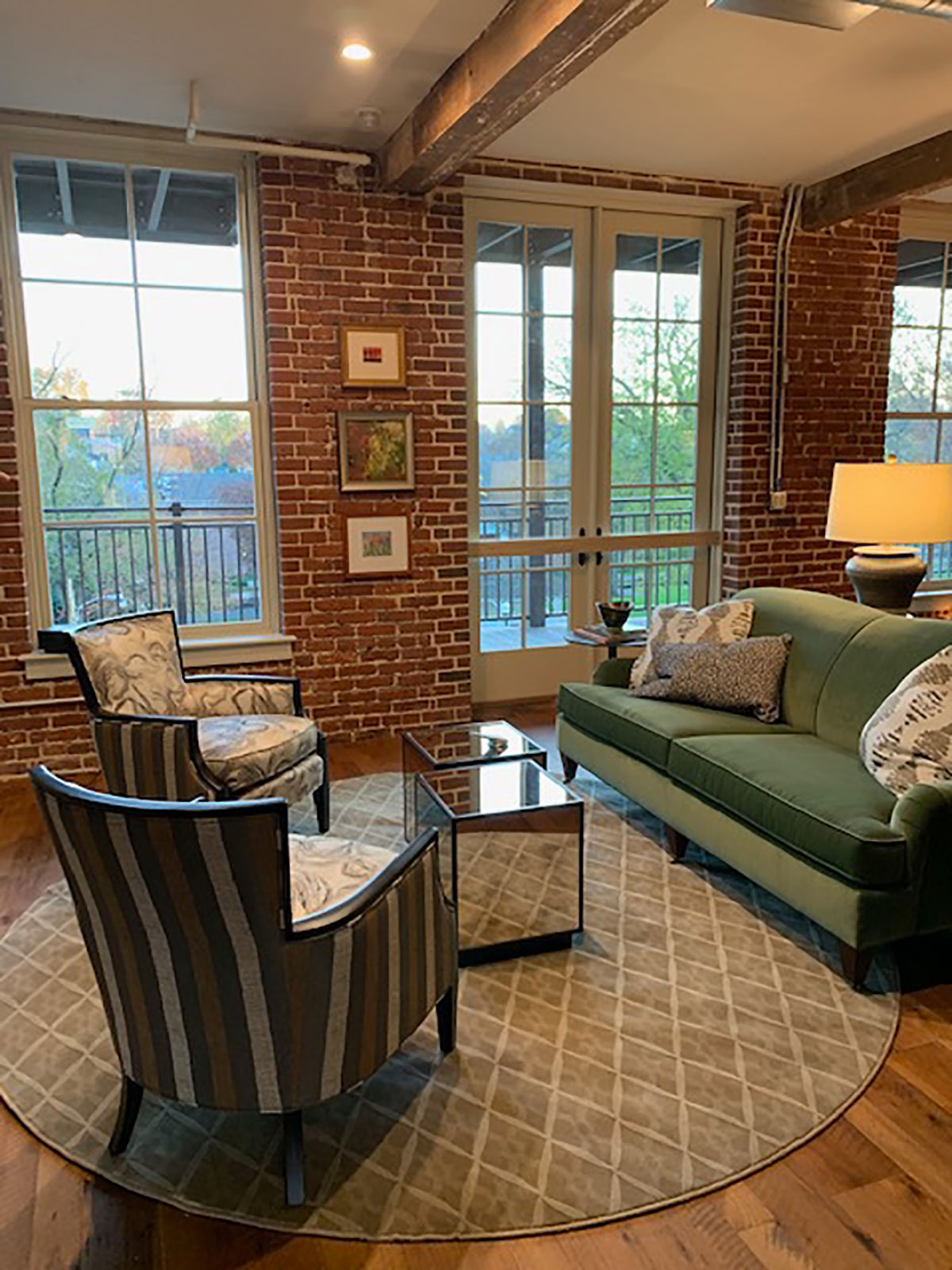 classic seating area in historic brick building